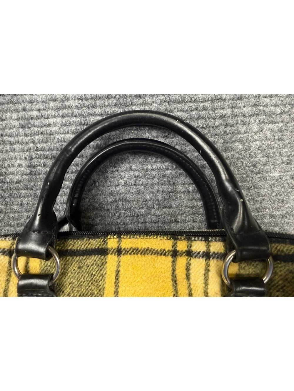 SACHI Plaid Insulated Lunch Tote Cooler Bag Yellow Black Thermal Handbag